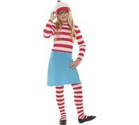 Smiffys Où est Charlie ? Costume enfant Wenda, Rouge et blanc, avec chapeau, haut, jupe, lunettes et collants Halloween