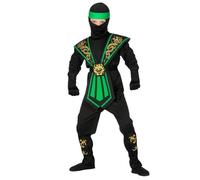 Costume - WIDMANN - Panoplie ninja vert complet luxe - 5 à 13 ans - Extérieur - Motifs verts 10-12 ans