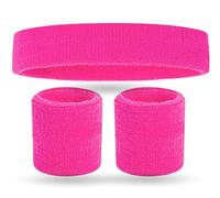 Costumed DRESS TO IMPRESS, FANTASY TO REALITY ! Ensemble bandeau éponge rose et bandeau : accessoire costume de Vokuhila style rétro néon - années 80 et 90 - carnaval (1 x)