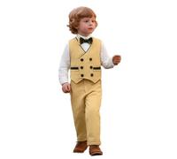 Costumes de Bébé Garçon Baptême Tenue Mariage Parti Bebe pour Cérémonie Ensemble Gilet + Pantalon Vêtement Tenue de Cérémonie Trois Pièces Chemise à Manches Longues, Pantalon (Yellow, 2-3 Years)