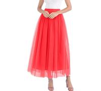 Costumes de carnaval - Jupe midi en tulle - Coupe trapèze - En maille superposée, rouge, L