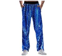 Costumes de carnaval pour homme - Pantalon décontracté à paillettes - Pantalon large - Festival - Mode commerce extérieur - Pantalon ample et confortable, bleu, L