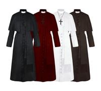 Costumes de Cosplay de prêtre rétro de la Renaissance médiévale, Religion d'église catholique, prêtre papal, prédicateur de masse, Robe solide, soutane du clergé A