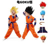 Costumes de Cosplay d'halloween Son Goku pour garçons et filles, tenue pour enfants, body pour hommes, vêtements d'entraînement Krillin, tenues Saiyan, perruque habillée WU 8pcs red hair