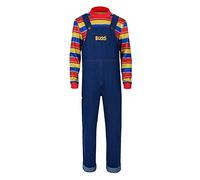 Costumes de Cosplay pour Anime, Chemise à Rayures Arc-en-Ciel, Salopette en Jean, poupée d'horreur d'halloween pour Hommes et Adultes