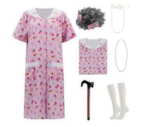 Costumes de Cosplay pour Femmes, Tenue de Grand-mère avec Chemise de Nuit, Robe de Vieille Dame, Tenues d'halloween pour Grand-mère