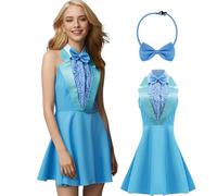 Costumes de Cosplay pour l'anime Harry et Lloyd Dumb Blue Dumber Robe Orange Femmes années 80 90 Costume Jupe Nœud Papillon Ensemble pour Halloween