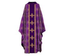 Costumes de cosplay pour représentation sur scène, cape médiévale, jupe longue ample à imprimé numérique, parfaite pour l'utilisation et les événements (Purple, L)