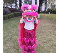 Costumes de danse du lion et du dragon, avec animation clignotante, convenant aux personnes mesurant entre 80 et 185 cm (31 à 73 pouces), tailles S, M et L.(Rose Red,M)