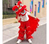 Costumes de danse du lion et du dragon, avec animation clignotante, convenant aux personnes mesurant entre 80 et 185 cm (31 à 73 pouces), tailles S, M et L.(Red,S)