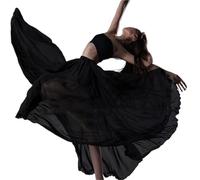 Costumes de danse du ventre en mousseline for femmes, for spectacle sur scène, jupes longues gitane, vêtements d'entraînement for danseuses, jupe flamenco Pour la Danse Flamenco(C4(360degree),85cm)