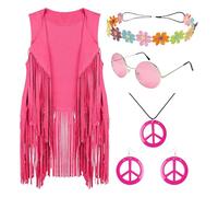 Costumes de discothèque accessoires hippie, costume des années 60 et 70 pour femme, costumes doux pour femme, accessoires hippies tendance pour famille, amis, collègues, fêtes hippies