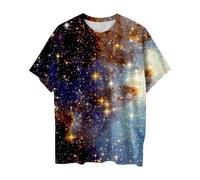 Costumes de galaxie Impression 3D Galaxy T-shirts col rond surdimensionné T-shirts hommes 6XL T-shirt à manches courtes d'été T-shirt de loisirs Univers Étoile Espace Graphique Ciel étoilé, marron