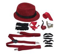 Costumes de Grand-père, une Robe Intemporelle des 20 Accessoires Grand-père Placés avec Matrete Hat la Pipe Barita la Cravate Fête pour les Fêtes (Bordeaux)