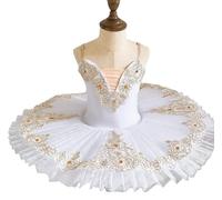Costumes de lac des cygnes pour Filles Jupe Tutu de Ballet pour Robe de Ballerine Robe de Danse Professionnelle pour Filles,Blanc,130CM