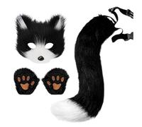 Costumes de loup pour et adultes cosplay animaux luxueux avec queue de chat, des gants et un masque de loup | Costume Halloween moelleux pour carnaval, fêtes, jeux de rôle et cosplay