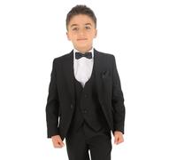 Costumes de Mariage Slim Fit pour garçon, Ensemble Complet de 8 pièces texturées à Chevrons en Noire Taille 10 années