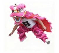 Costumes de Mascottes Pour La Danse du Dragon et du Lion Chinois, Artisanat Pour La Danse du Lion en Solo(Rose Red,S)