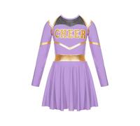 Costumes de pom-pom girl for enfants, uniforme de pom-pom girl d'école, ensembles de vêtements d'équipe d'encouragement for concours de danse pour la Danse de Cheerleading(Purple,8)