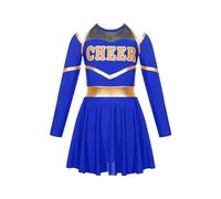 Costumes de pom-pom girl for enfants, uniforme de pom-pom girl d'école, ensembles de vêtements d'équipe d'encouragement for concours de danse pour la Danse de Cheerleading(Deep Blue,14)