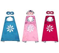 Costumes de Super Héros,Capes et Masques de Super-héros 3 Pièces Double Side Satin Capes 3 Pièces Masque de Feutre pour Garcons Filles Enfants Cosplay Déguisement Fête d'anniversaire Halloween Noël