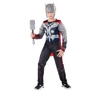 Costumes de super-héros pour enfant - 4 pièces - Costume musculaire de Thor - Costume pour Halloween, carnaval, fête, cosplay - Taille S (110-120))