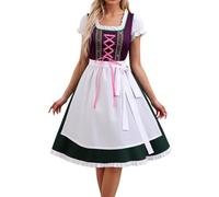 Costumes Deguisement Oktoberfest Costume Bavarois Femme Midi Robe Cocktai Chemisier Dirndl Trachten Déguisement Bavaroise Adult Dress Up 3 pièces, Tablier