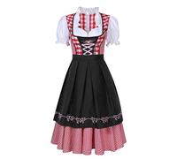 Costumes Deguisement Oktoberfest - Costume Bavarois Femme Vintage Grande Taille Robe Chemisier Robe pour Oktoberfest Déguisement Bavaroise Femme Adult Dress Up Costumes 3 pièces Robe Dirndl