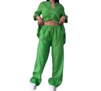 Costumes D'été Femmes Élégant Grande Taille Coton Et Lin Chemise Et Pantalon Large Léger Décontracté Survêtements De Gymnastique Confortable Jogging Ensemble De Plage Respirant Curvy Salle De Sport À