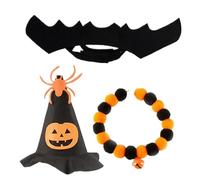 Costumes d'halloween pour Chat, Lot de 3 pièces, Mignons Costumes en Feutre pour Animaux de Compagnie, Comprenant Un Chapeau sorcière, Un Collier et Une Aile Chauve-Souris pour Chaton