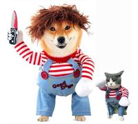 Costumes d'halloween pour Chiens et Chats, Vêtements Tenue Deadly Doll pour Animaux, Costume drôles pour Chiens pour Halloween, Noël, fêtes, Cosplay (L)