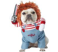 Costumes d'Halloween pour chiens KUMSODE pour chiens perruque et couteau, vêtements drôles pour chien Chucky poupée Halloween Cosplay Costume (S)