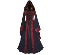 costumes d'Halloween pour femme, robe de sorcière Renaissance pour femme, costume médiéval rétro, gothique, victorien pour fête d'Halloween, vêtements de soirée, noir et rouge, taille S
