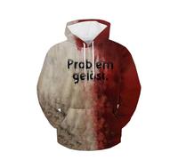 Costumes d'Halloween pour homme avec capuche sanglante avec poche imprimée problème résolu à capuche et manches longues, Brick Red 2 Sweat à capuche Halloween pour homme, L