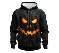 Costumes d'Halloween pour homme avec capuche visage de citrouille avec poche, sweatshirts effrayants à capuche à manches longues, Noir , L