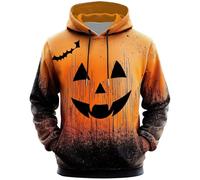 Costumes d'Halloween pour homme avec imprimé visage de citrouille sweat à capuche avec poche 2025, Orange 1, 5XL