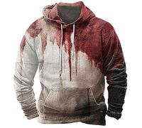 Costumes d'Halloween pour homme avec poche graphique 3D sweat à capuche à manches longues, gris, S