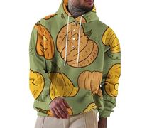 Costumes d'Halloween pour homme Jack O'Lantern Sweat à capuche avec poche à capuche et bouton 1/4, Sweats à capuche d'Halloween verts pour hommes, S