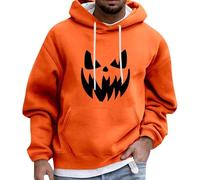 Costumes d'Halloween pour homme, sweat à capuche visage de citrouille avec poche kangourou, sweatshirts effrayants, décontractés, tendance, fantaisie, à manches longues, Orange 3., M