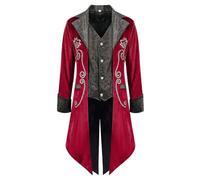 Costumes d'halloween pour Hommes Adultes Veste de Costume pour Homme,Tenue de soirée médiévale Spectacles et événements Costume Cosplay des Arcanes(Red,S)