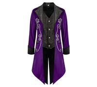Costumes d'halloween pour Hommes Adultes Veste de Costume pour Homme,Tenue de soirée médiévale Spectacles et événements Costume Cosplay des Arcanes(Purple,S)