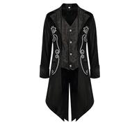 Costumes d'halloween pour Hommes Adultes Veste de Costume pour Homme,Tenue de soirée médiévale Spectacles et événements Costume Cosplay des Arcanes(Black,L)