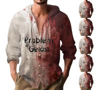 Costumes d'Halloween pour hommes avec imprimé lettres sanglantes à capuche en coton coton à manches longues, Sweats à capuche Halloween Red3 pour hommes, XXL