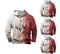 Costumes d'Halloween pour hommes avec poche « I'm OK » - Sweat à capuche à manches longues avec inscription « I'M OK », Sweats à capuche Halloween Red1 pour hommes, L