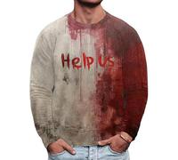 Costumes d'Halloween pour hommes - Chemises à problèmes résolus - T-shirt horreur sanglant - Sweatshirts effrayants à manches longues, Rouge 5, 4XL
