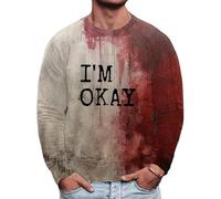 Costumes d'Halloween pour hommes - Chemises à problèmes résolus - T-shirt horreur sanglant - Sweatshirts effrayants à manches longues, rouge 1, M