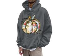 Costumes d'Halloween pour hommes pour adultes - Sweat à capuche imprimé citrouille arc-en-ciel - Pull à manches longues avec cordon de serrage - Pull d'extérieur amusant à capuche - Vêtements de sport