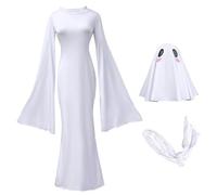 Costumes d'Halloween pour les femmes adultes, costume fantôme complet du corps avec Headgear & Stracles Decor Ghost for Cosplay Halloween Party Holiday