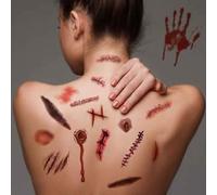 Costumes d'Halloween Tatouages Zombie, Maquillage pour la décoration de la fête d'Halloween, Body Scar Stickers pour Cosplay 18 feuille (Tatouages zombies)