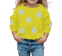 Costumes Halloween Enfants, Costume Halloween Enfant | Sweat-shirt à capuche sans capuche doublé polaire pour fille, col rond, imprimé lettres, manches longues, haut de sous-couche